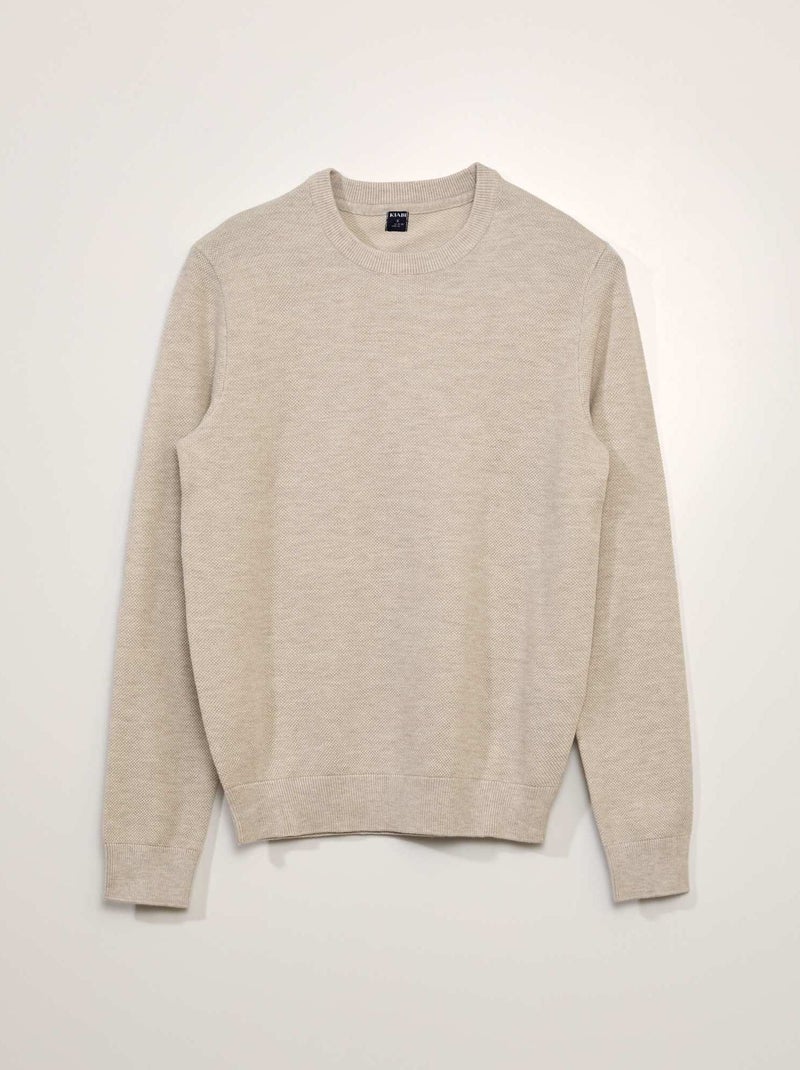 Pull en maille nid d'abeille ECRU CH SW - Kiabi