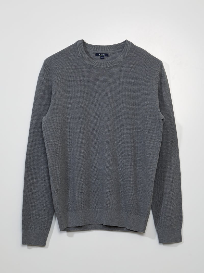Pull en maille nid d'abeille Gris - Kiabi