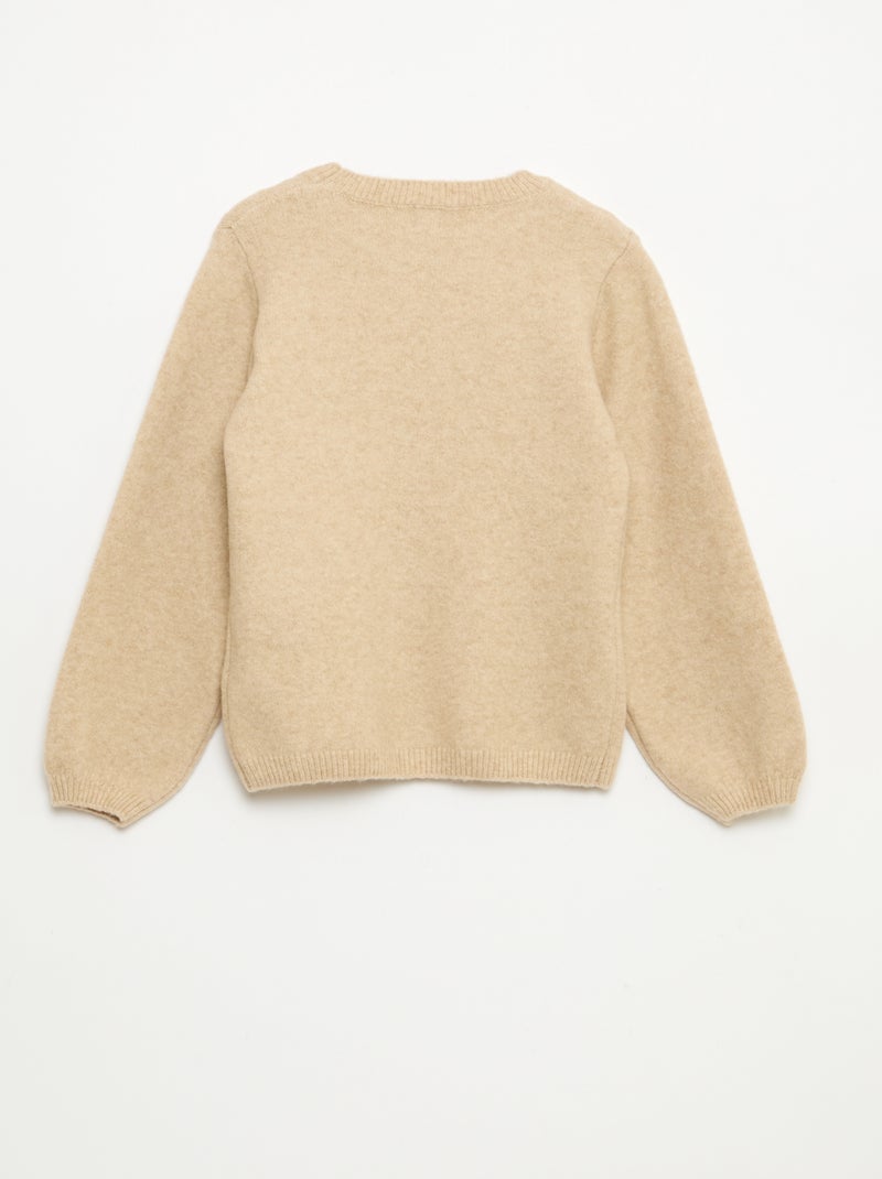 Pull en maille 'Noël' Beige - Kiabi