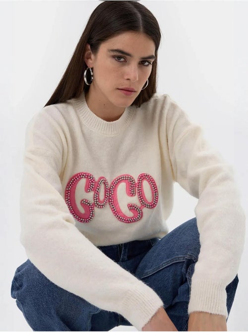 Pull en maille orné de pierres - Kiabi