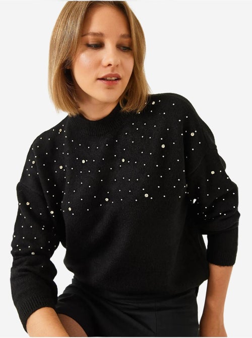 Pull en maille orné de pierres lucci - Kiabi Pull en maille orné de pierres lucci - Kiabi