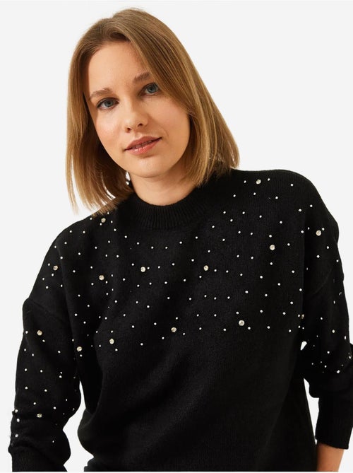 Pull en maille orné de pierres lucci - Kiabi Pull en maille orné de pierres lucci - Kiabi