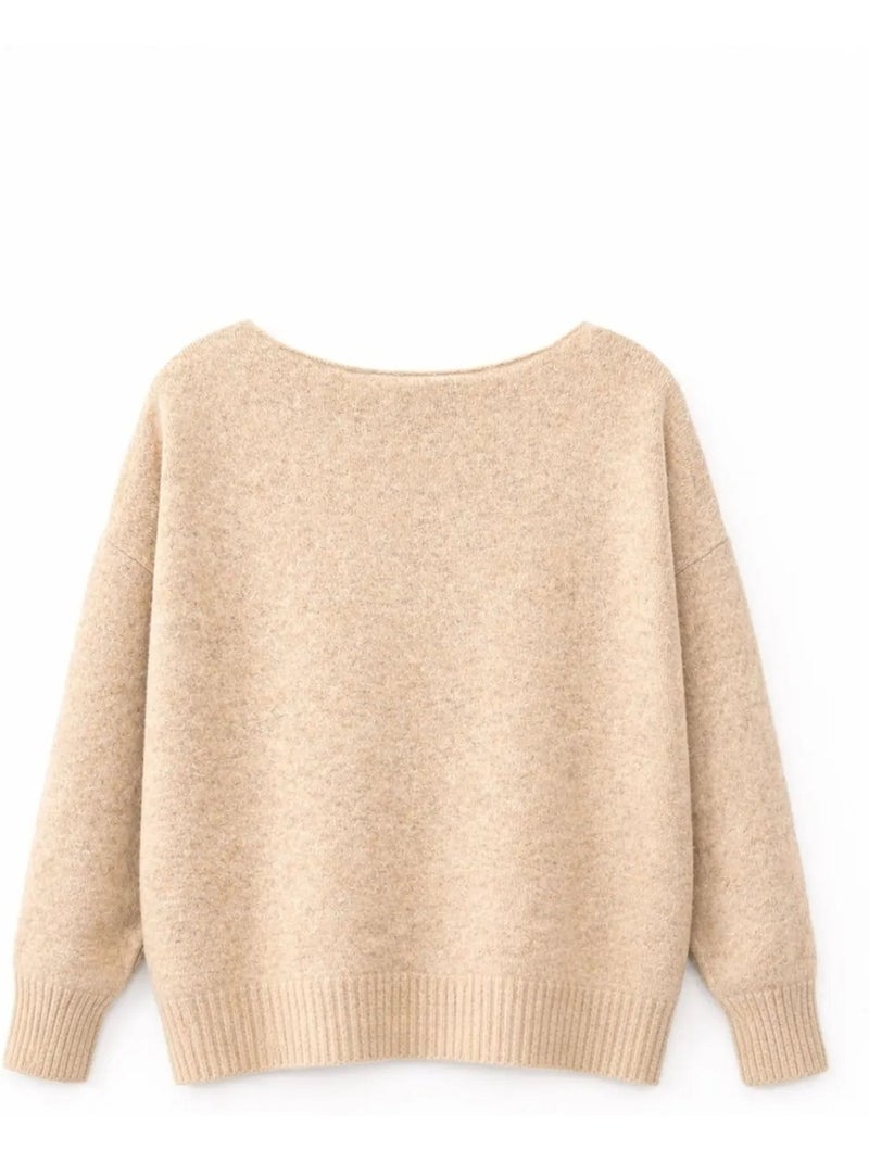 Pull en maille oversize à col bateau mixray Beige argile - Kiabi