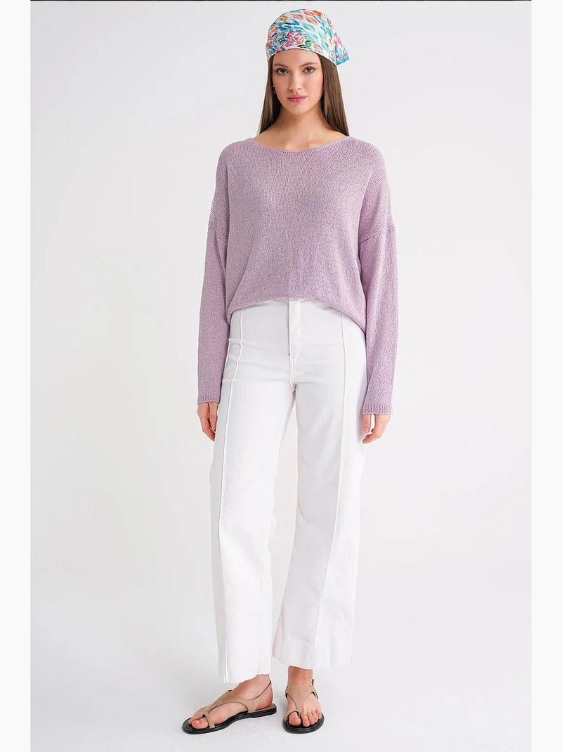 Pull en maille oversize à col bateau mixray Lavande - Kiabi