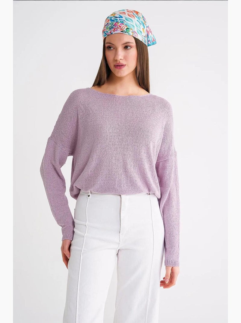 Pull en maille oversize à col bateau mixray Lavande - Kiabi