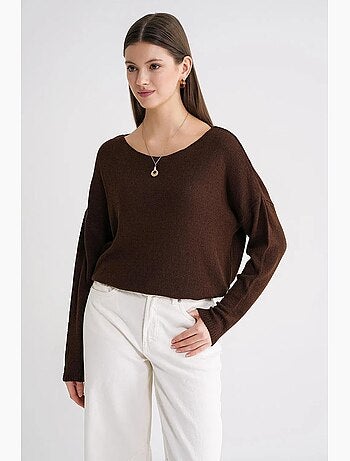 Pull en maille oversize à col bateau mixray