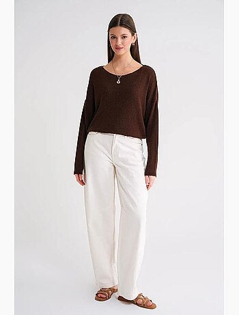 Pull en maille oversize à col bateau mixray