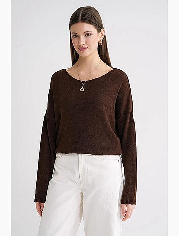 Pull en maille oversize à col bateau mixray