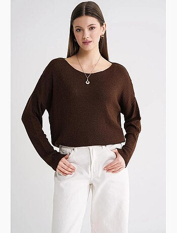 Pull en maille oversize à col bateau mixray