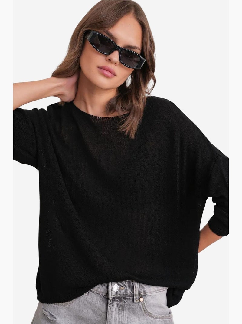 Pull en maille oversize à col bateau mixray Noir - Kiabi