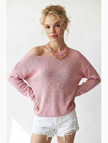 Pull en maille oversize à col bateau mixray