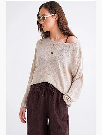Pull en maille oversize à col bateau mixray