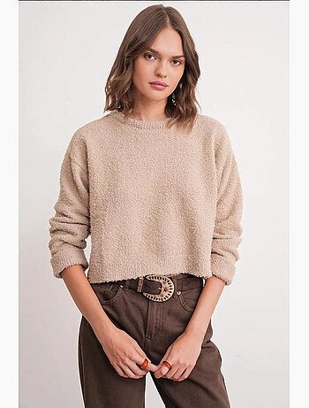 Pull en maille oversize à col ras du cou mixray
