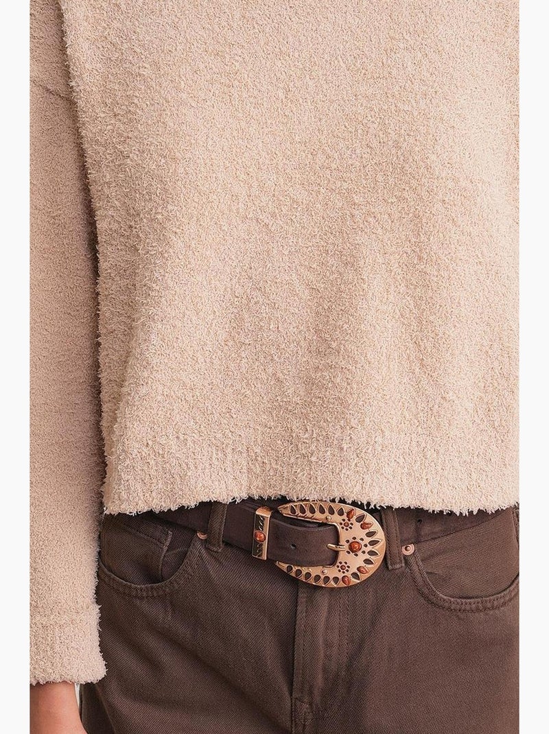 Pull en maille oversize à col ras du cou mixray Beige argile - Kiabi