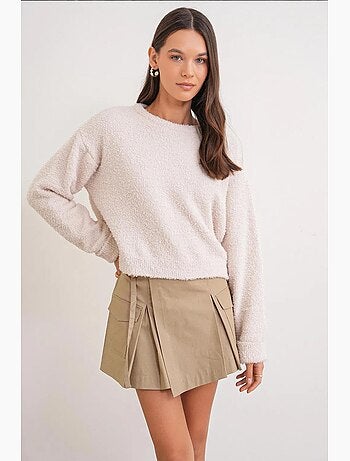 Pull en maille oversize à col ras du cou mixray