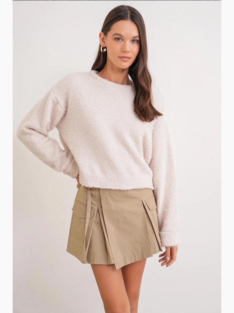 Pull en maille oversize à col ras du cou mixray Beige - Kiabi