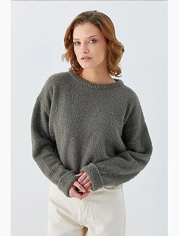 Pull en maille oversize à col ras du cou mixray