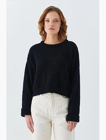 Pull en maille oversize à col ras du cou mixray