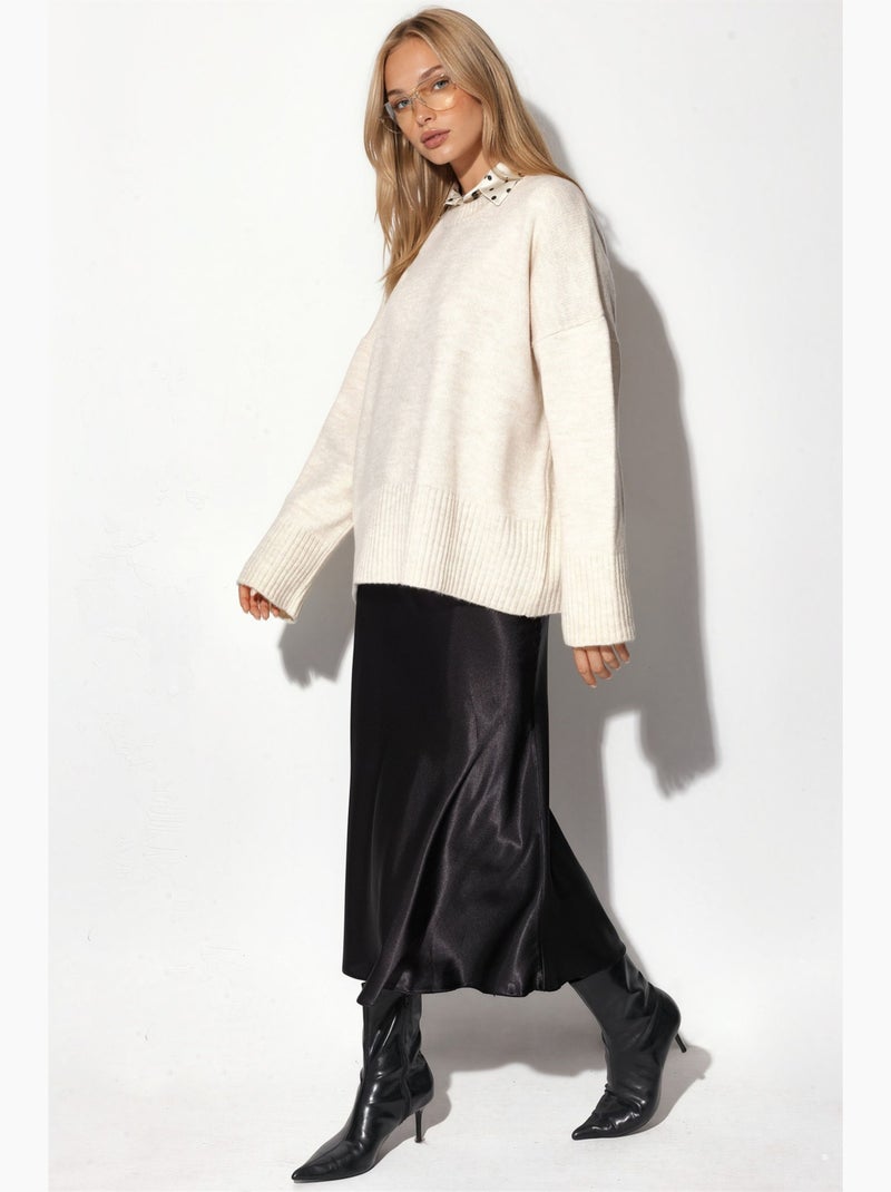Pull en maille oversize à col rond hiccup Crème - Kiabi