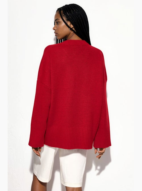 Pull en maille oversize à col rond hiccup - Kiabi