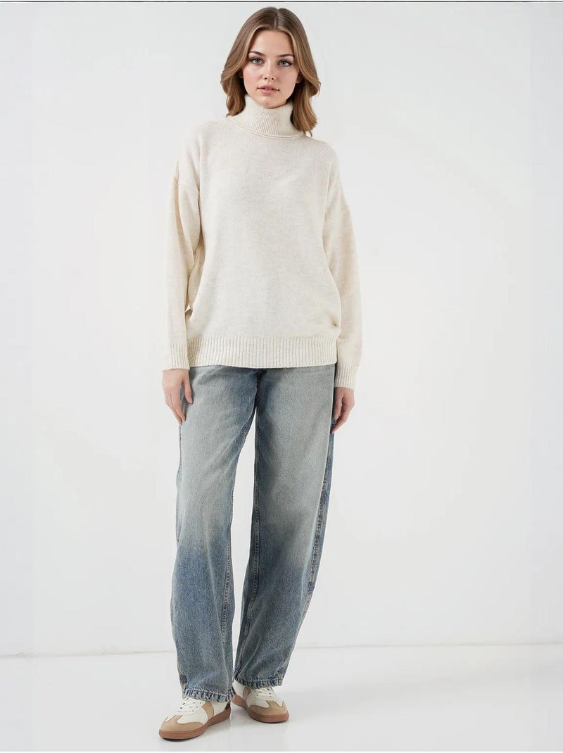 Pull en maille oversize à col roulé bdart Ivoire - Kiabi