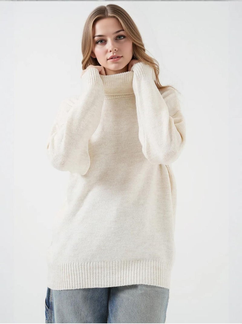 Pull en maille oversize à col roulé bdart Ivoire - Kiabi