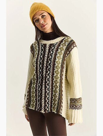 Pull en maille oversize à imprimé ethnique lucci