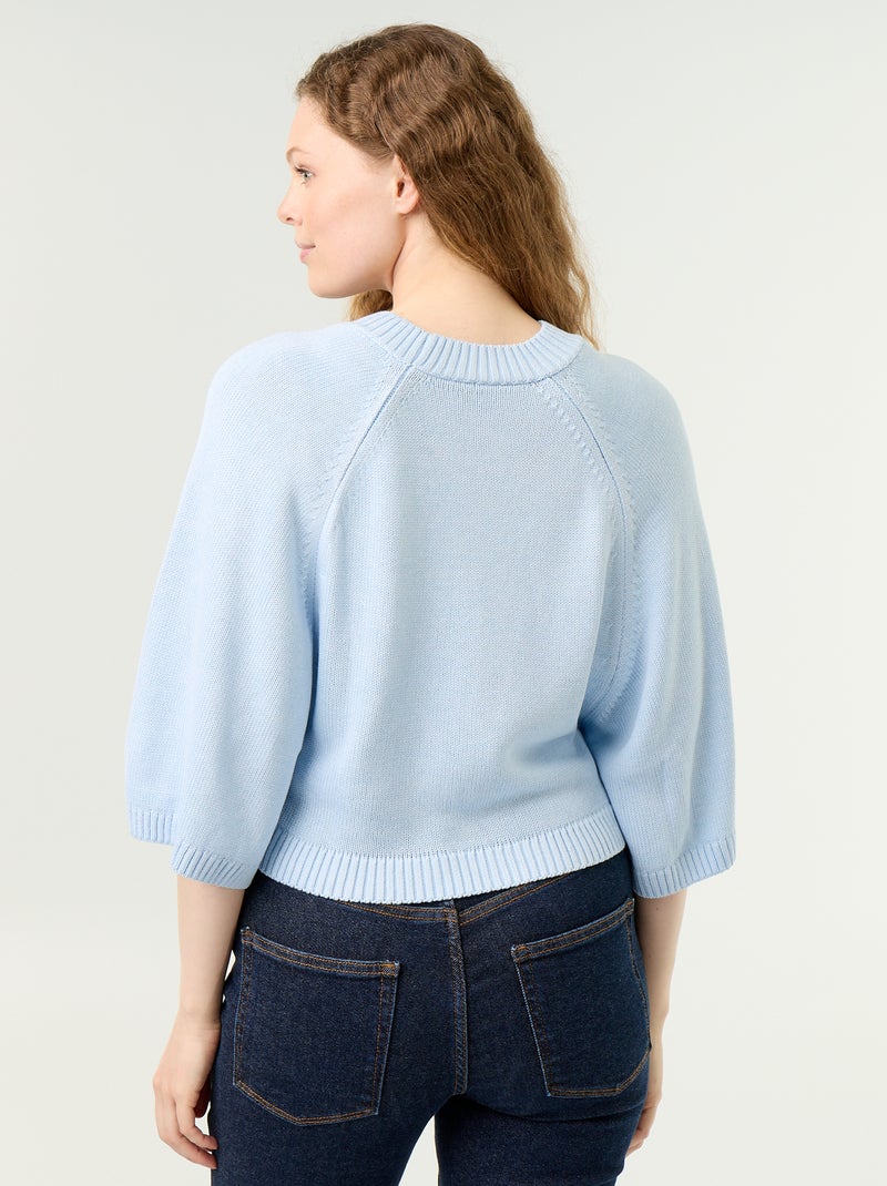 Pull en maille oversize avec emmanchures basses Bleu - Kiabi