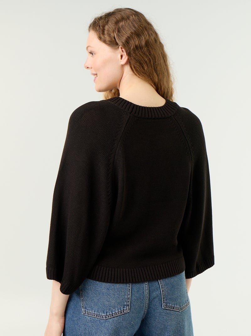 Pull en maille oversize avec emmanchures basses Noir - Kiabi
