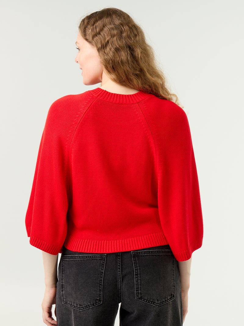 Pull en maille oversize avec emmanchures basses Rouge - Kiabi