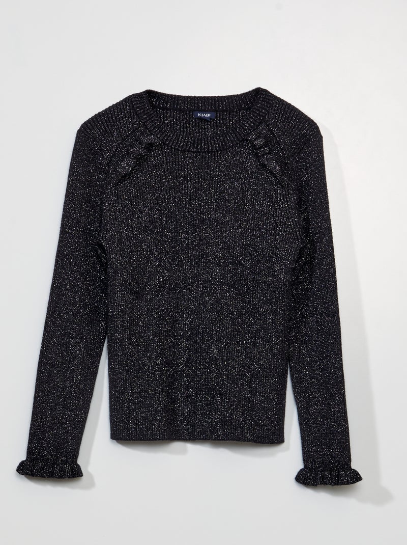 Pull en maille pailletée Noir - Kiabi