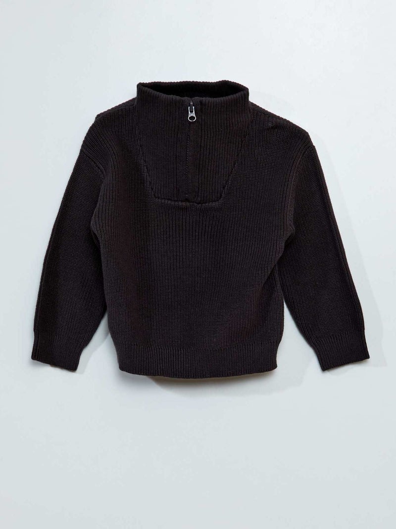 Pull en maille perlée col montant Noir - Kiabi