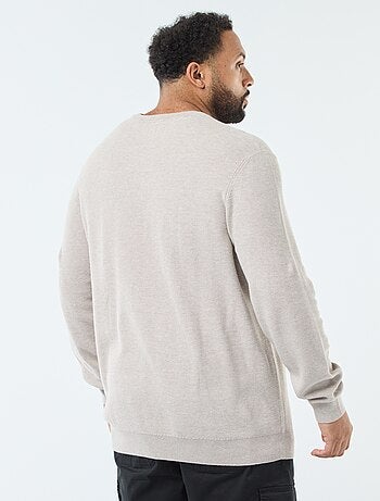 Pull en maille piquée avec col rond boutonné