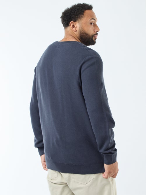 Pull en maille piquée avec col rond boutonné - Kiabi