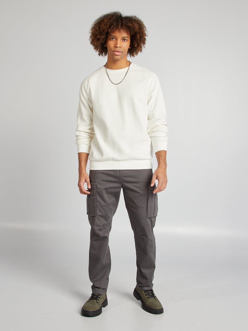 Pull en maille piquée Blanc - Kiabi