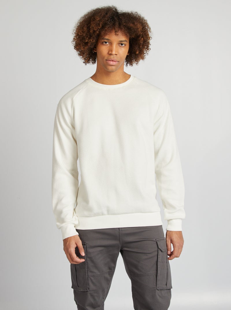 Pull en maille piquée Blanc - Kiabi