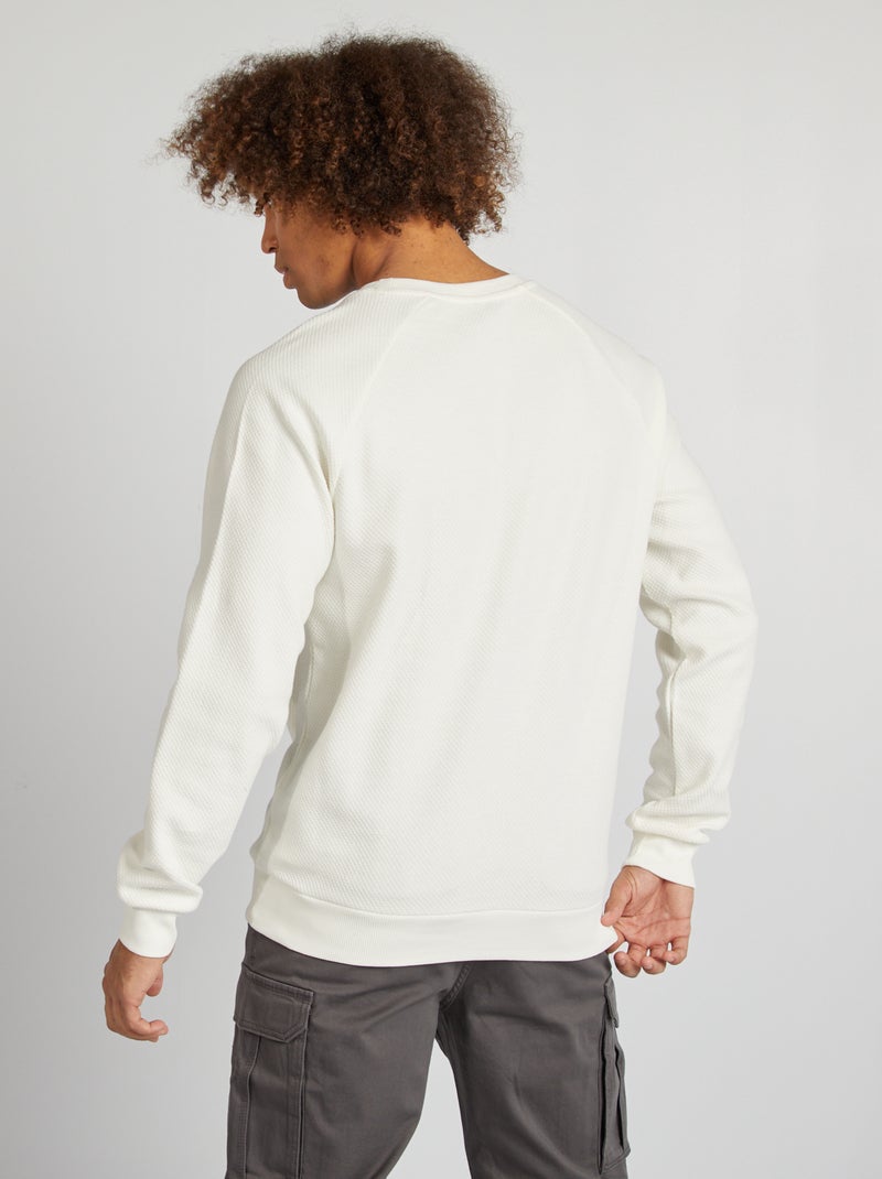 Pull en maille piquée Blanc - Kiabi