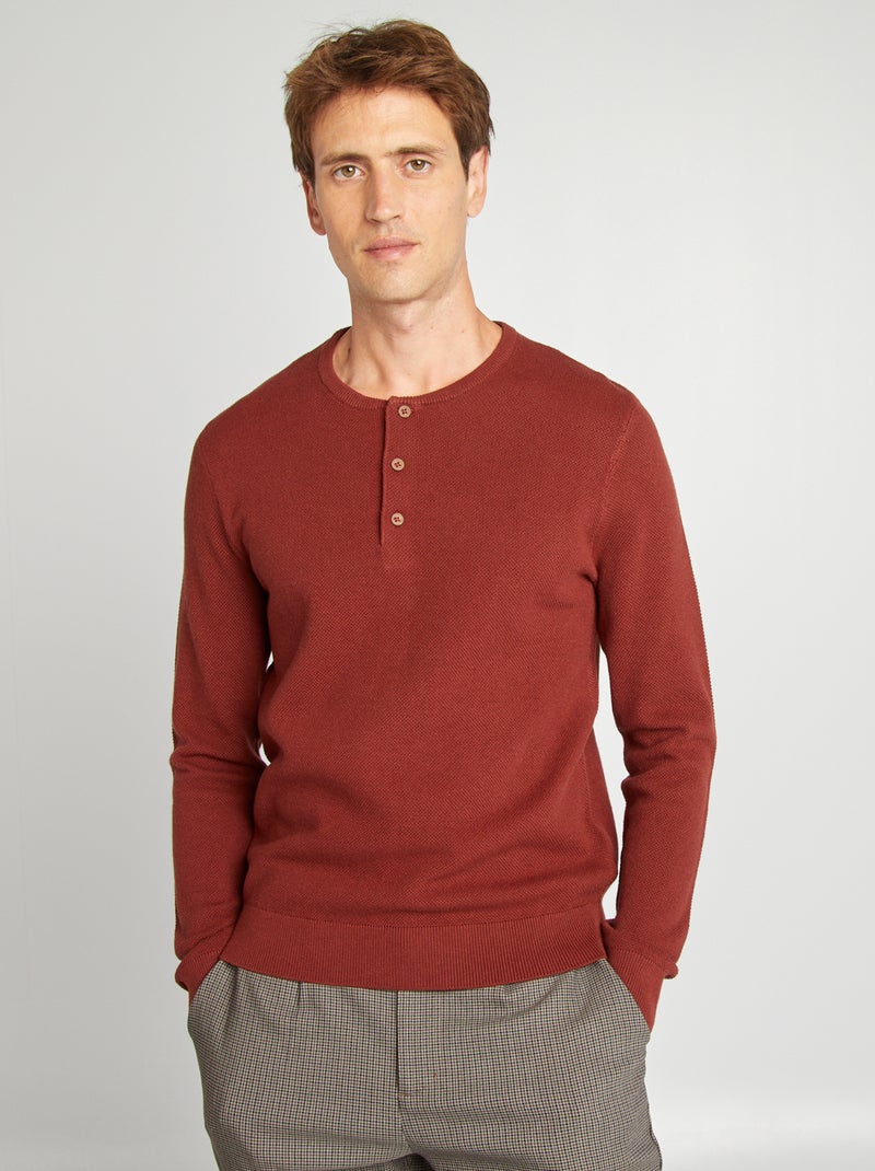 Pull en maille piquée Rouge - Kiabi