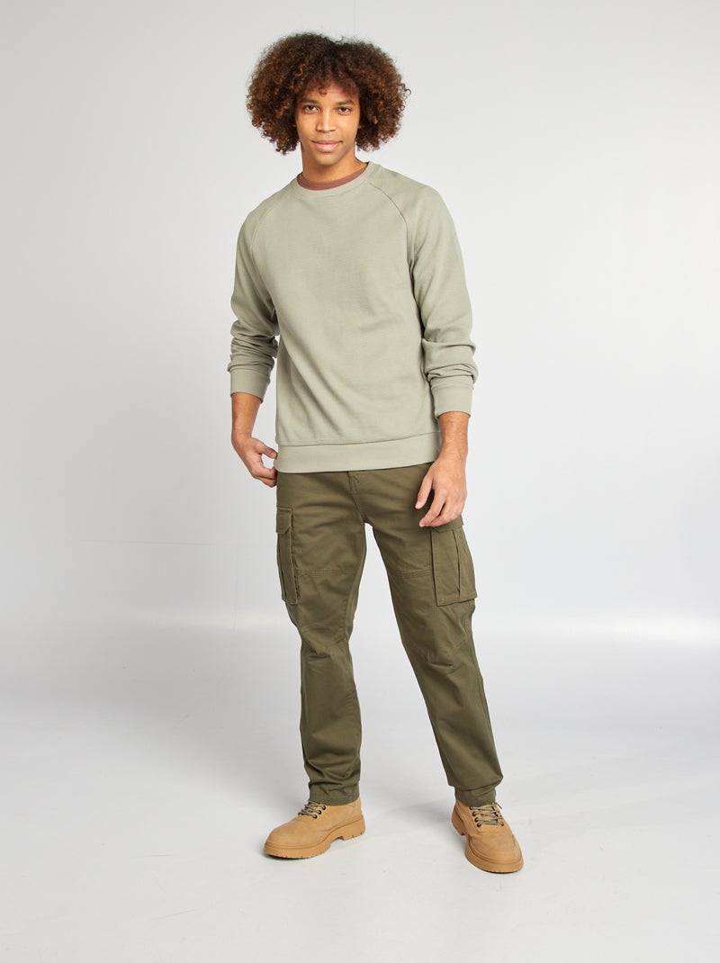 Pull en maille piquée Vert - Kiabi