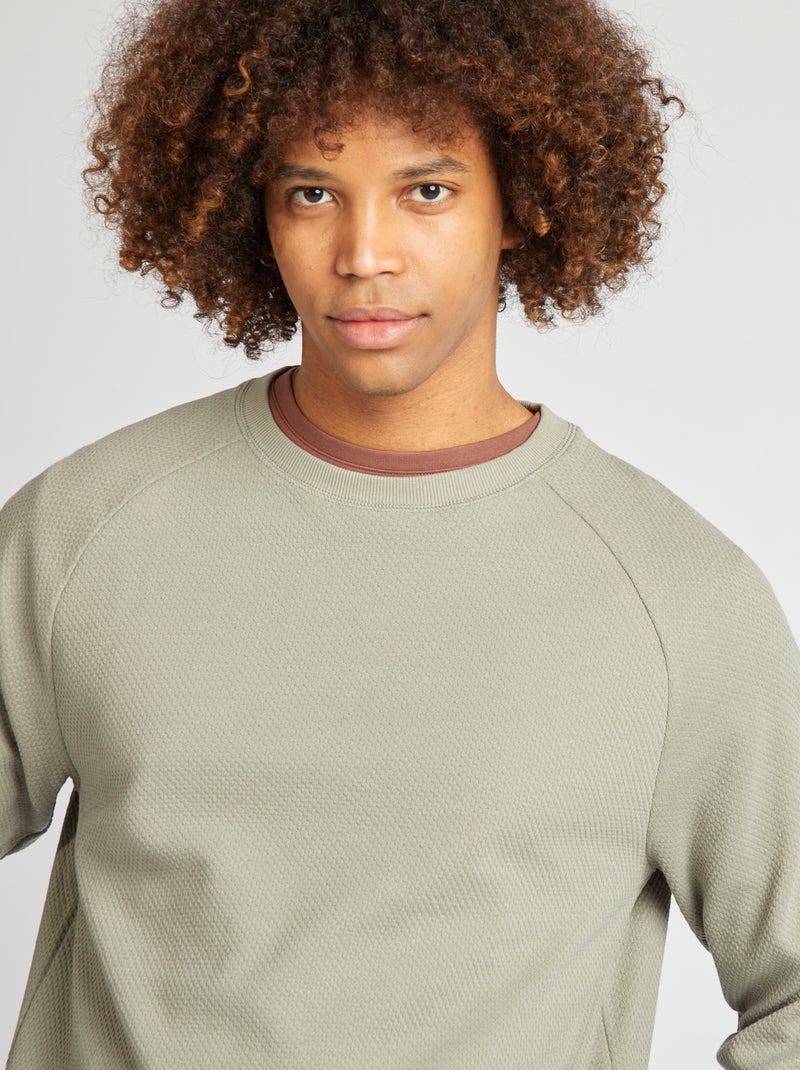 Pull en maille piquée Vert - Kiabi