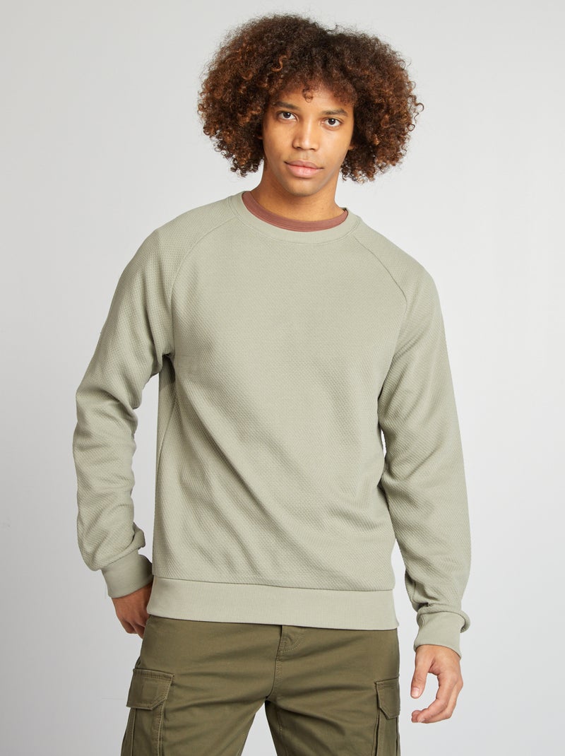 Pull en maille piquée Vert - Kiabi