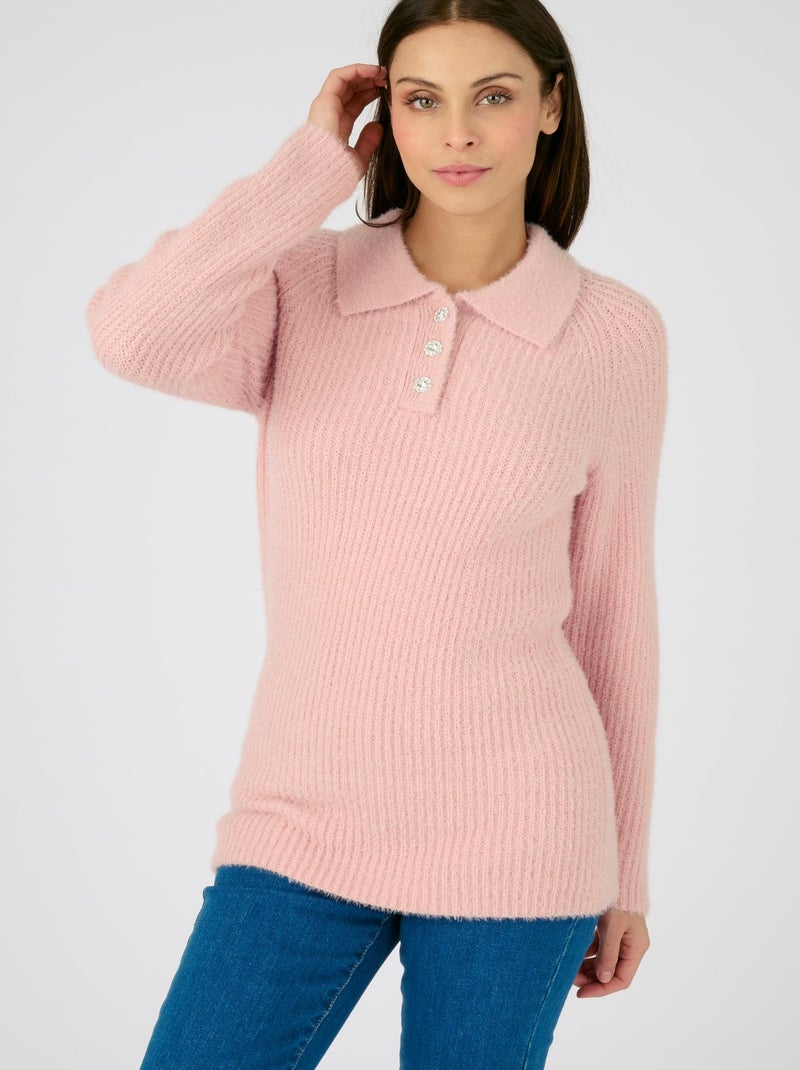 Pull en maille poilue - Damart Rose - Kiabi