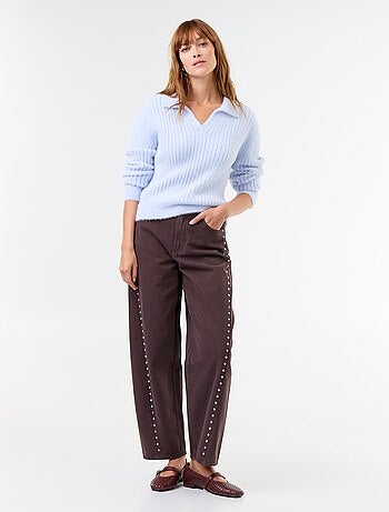 Pull en maille poilue avec col polo
