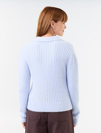Pull en maille poilue avec col polo