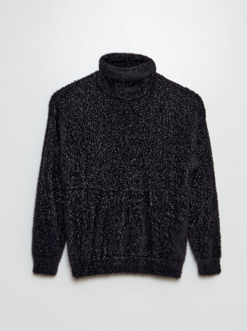 Pull en maille poilue Noir - Kiabi