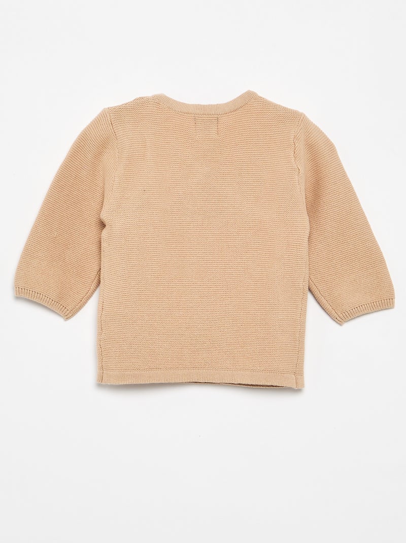 Pull en maille point mousse Beige - Kiabi