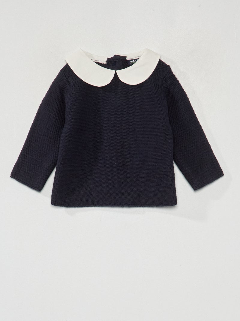 Pull en maille point mousse Bleu - Kiabi