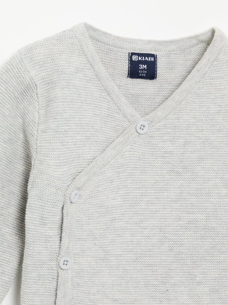 Pull en maille point mousse Gris - Kiabi