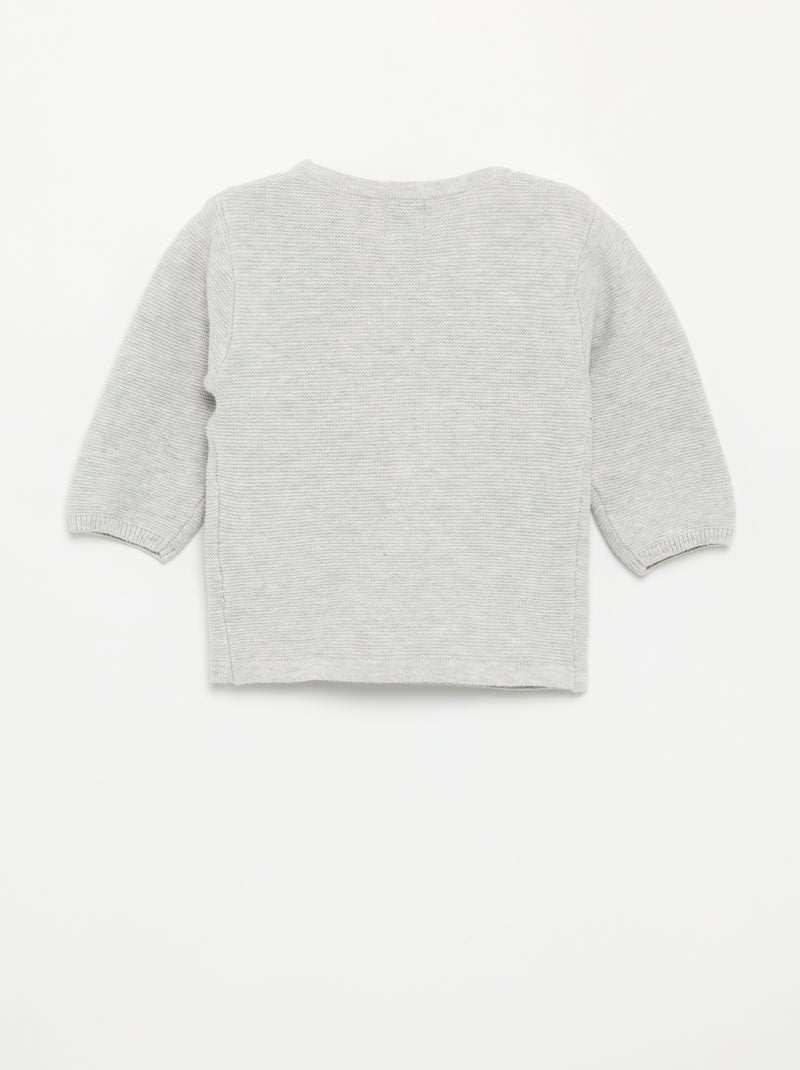 Pull en maille point mousse Gris - Kiabi
