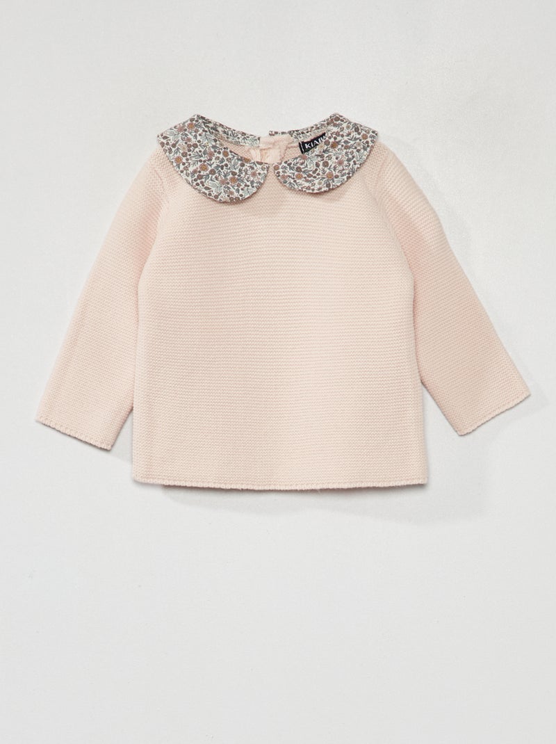 Pull en maille point mousse Rose - Kiabi